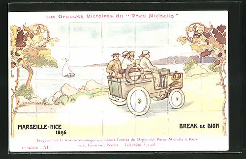 AK Autorennen Marseille-Nice 1896, Reklame Michelin