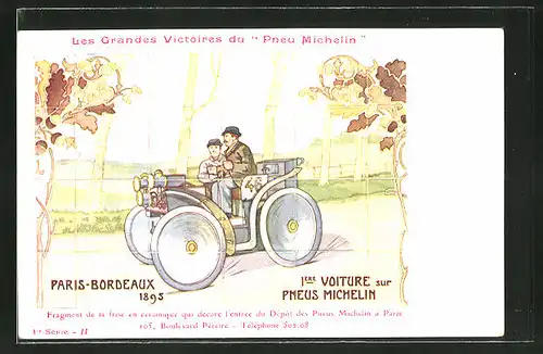 AK Autorennen Paris-Bordeaux 1895, Reklame Michelin