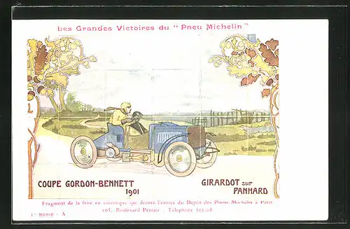AK Autorennen Coupe Gordon-Bennett 1901, Reklame Michelin