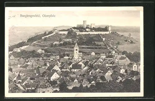 AK Burglengenfeld / Oberpfalz, Teilansicht mit Burg