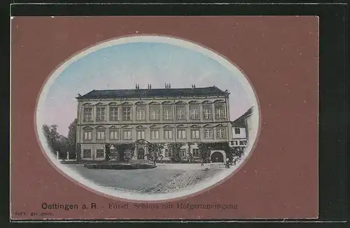 AK Oettingen a.R., Fürstliches Schloss mit Hofgarteneingang