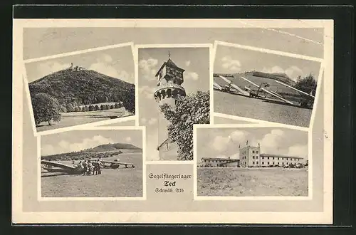 AK Teck, Segelfliegerlager in der schwäbischen Alb, Segelflugzeuge, Flugplatz, Teckturm