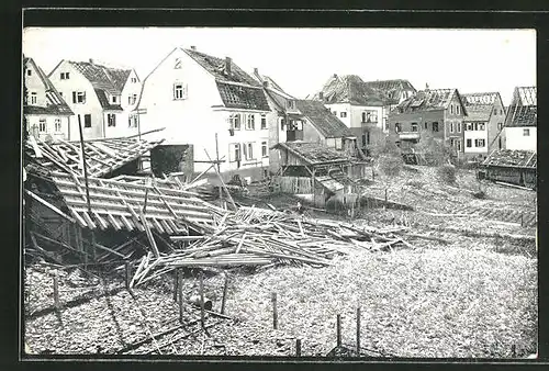 AK Plochingen, Folgen der Unwetterkatastrophe am 1. Juni 1913