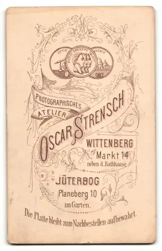 Fotografie Oscar Strensch, Wittenberg & Jüterbog, Portrait halbwüchsiger Knabe mit Mittelscheitel