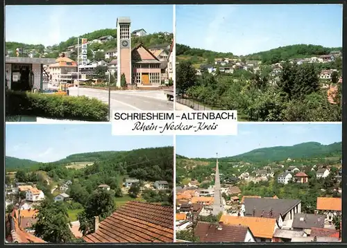 AK Schriesheim-Altenbach, Strassenpartie, Ortsansichten aus der Vogelschau