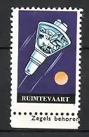 Reklamemarke Raumfahrt, Ruimtevaart, Astronaut sitzt in Raumkapsel