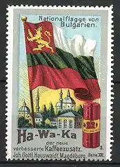 Reklamemarke Magdeburg, Ha-Wa-Ka Kaffeezusatz, J.G. Hauswaldt, Bulgarien - Nationalflagge