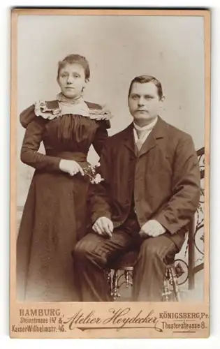 Fotografie Atelier Heydecker, Hamburg & Königsberg i. Pr., Portrait Fräulein und junger Mann