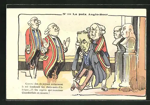 Lithographie La paix Anglo-Boer, Comme don de joyeux avênement..., Karikatur, Burenkrieg