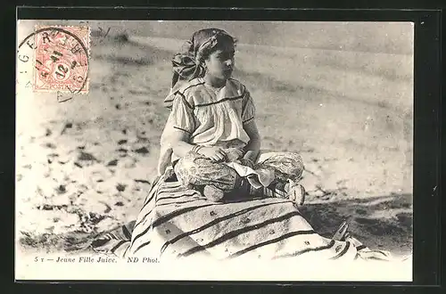 AK Jeune Fille Juive, jüdisches Mädchen mit Kopftuch