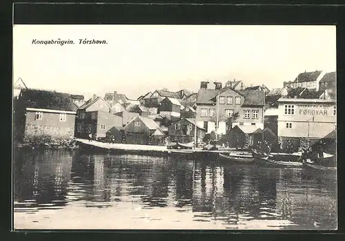 AK Tórshavn / Färöer, Kongabrugvin, Partie am Hafen