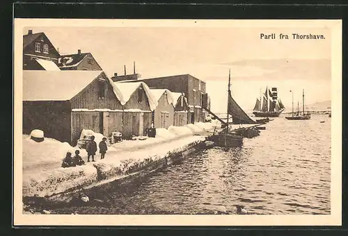 AK Tórshavn / Färöer, Hafenpartie im Winter