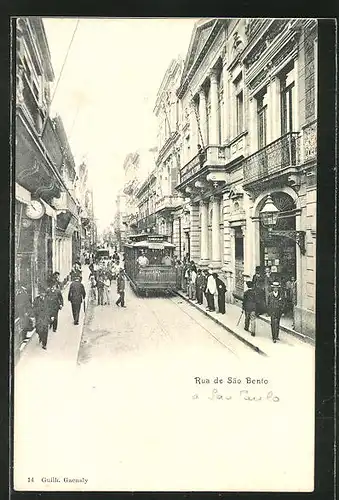 AK Sao Paulo, Rua de Sao Bento mit Strassenbahn