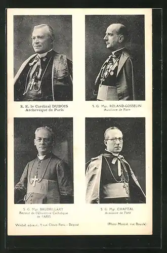 AK Cardinal Dubois, Roland Gosselin, Mgr. Baudrillart, Mgr. Chaptal