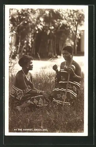 AK Swaziland, The Harpist, afrikanische nackte Frauen