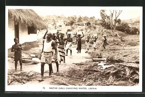 AK Liberia, Native Girls Carrying Water