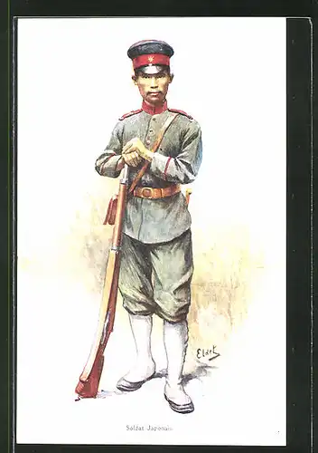 Künstler-AK Eldet: Soldat Japonais, japanischer Soldat