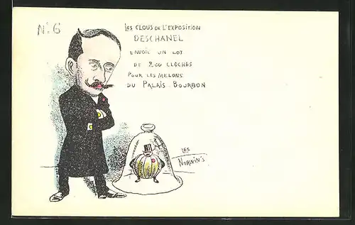 Künstler-AK sign. Les Norwins: "Les Clous de l'Exposition", Karikatur von Deschanel
