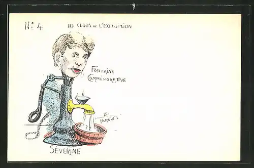 Künstler-AK sign. Les Norwins: "Les Clous de l'Exposition", Karikatur von Sèverine