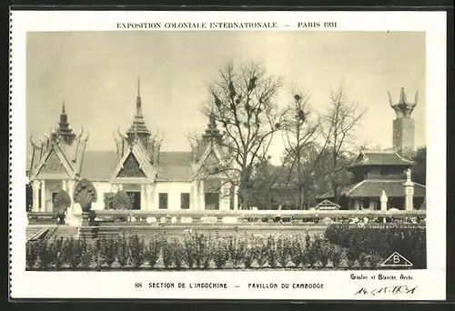 AK Paris, Exposition coloniale internationale 1931, Section de l'Indochine, Pavillon du Cambodge