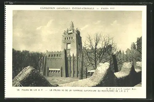 AK Paris, Exposition coloniale internationale 1931, Le Palais vu de la Terrasse supérieure du Restaurant de la O.F.