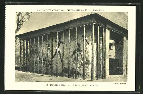 AK Paris, Exposition coloniale internationale 1931, Cameroun Togo, Le Pavillon de la Chasse (Lejeune, Peintre)