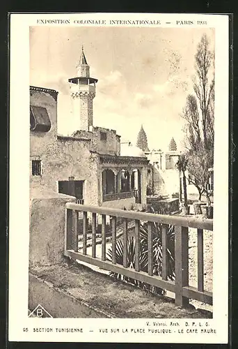 AK Paris, Exposition coloniale internationale 1931, Section Tunisienne - Vue sur la Place Publique - Le Café Maure