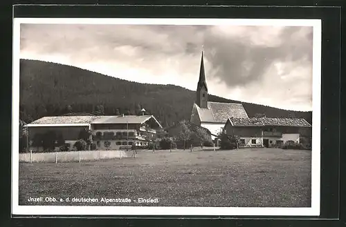 AK Inzell Obb., Ortsansicht mit Kirche, Einsiedl