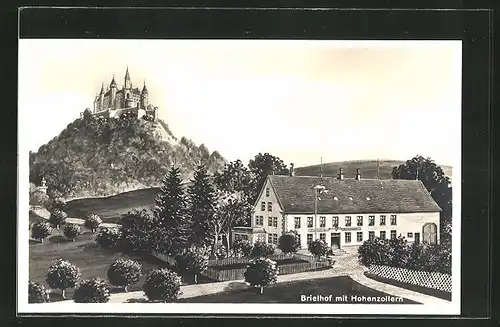 AK Hechingen, Hotel Brielhof mit Schloss Hohenzollern