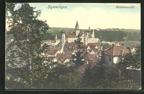 AK Sigmaringen, Teilansicht der Stadt