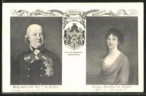 AK Maximilian Josef I. und Königin Karoline von Bayern