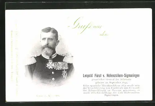 AK Leopold Fürst von Hohenzollern-Sigmaringen, preussischer General der Infanterie