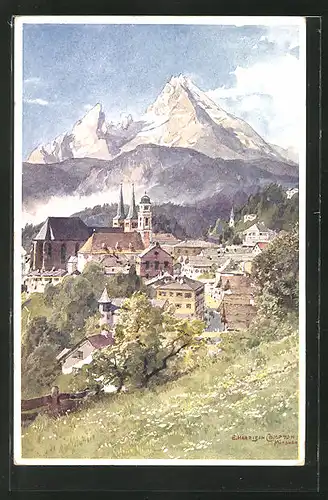 Künstler-AK Edward Harrison Compton: Berchtesgaden, Panorama