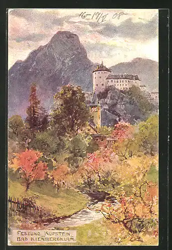 Künstler-AK Edward Harrison Compton: Bad Kienbergklam, Blick zur Festung Kufstein