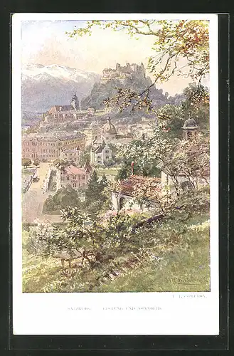 Künstler-AK Edward Theodore Compton: Salzburg, Festung und Nonnberg