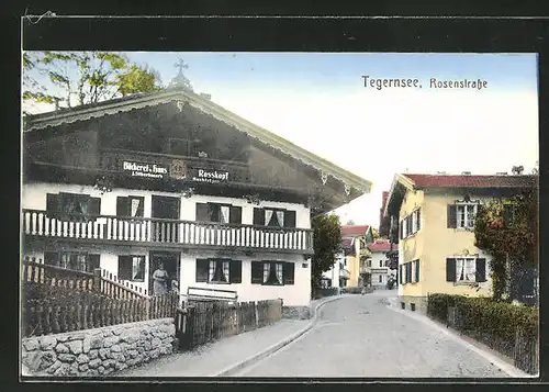 AK Tegernsee, Rosenstrasse mit Bäckerei Hans Rosskopf