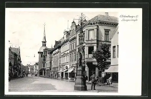AK Oldenburg i. O., Langestrasse mit Geschäften und Rathaus