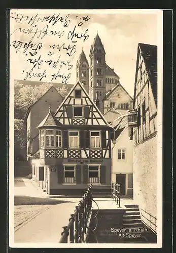 AK Speyer a. Rh., Gasthaus zum Halbmond