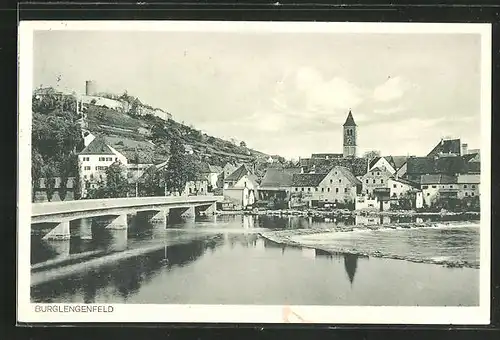 AK Burglengenfeld, Teilansicht mit Brücke