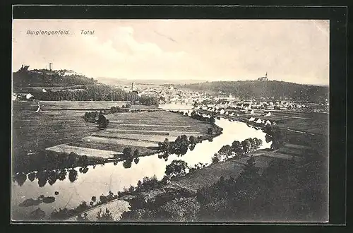 AK Burglengenfeld, Ortspanorama mit Flusslauf