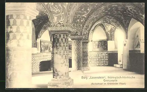 AK Ludwigsstadt, Burg Lauenstein, Innenansicht Bankettsaal im Orlamünder Flügel