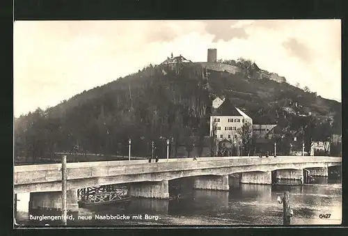 AK Burglengenfeld, Neue Naabbrücke mit Burg