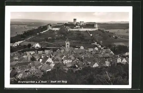 AK Burglengenfeld a. d. Naab, Stadt mit Burg aus der Vogelschau