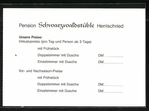 AK Herrischried, Pension Schwarzwaldstüble