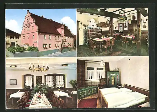 AK Herbsthausen, Schwanenbräu-Gaststätte mit Innenansichten