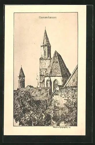 AK Gunzenhausen, Blick auf die Kirche