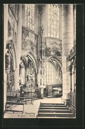 AK Straubing, Innenansicht der St. Jakob Kirche