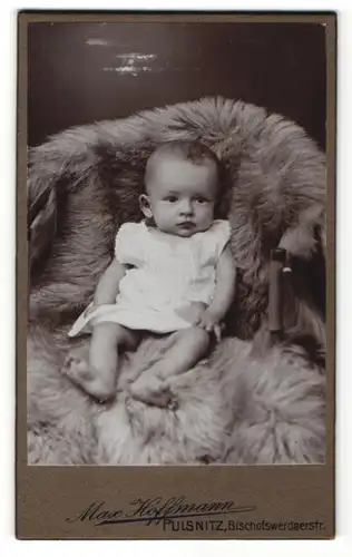 Fotografie Max Hoffmann, Pulsnitz, Portrait Säugling in Leibchen