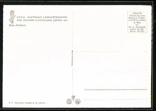 AK Zürich, Züka Kantonale Landwirtschafts- und Gewerbe-Ausstellung 1947, Züka-Gleitbahn