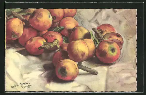 Künstler-AK Carlo Chiostri: Stilleben mit Äpfeln